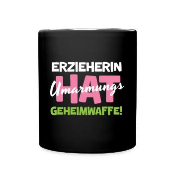 Erzieherin Weihnachten Umarmungs Geheimwaffe - Tasse einfarbig - Schwarz - Vorne