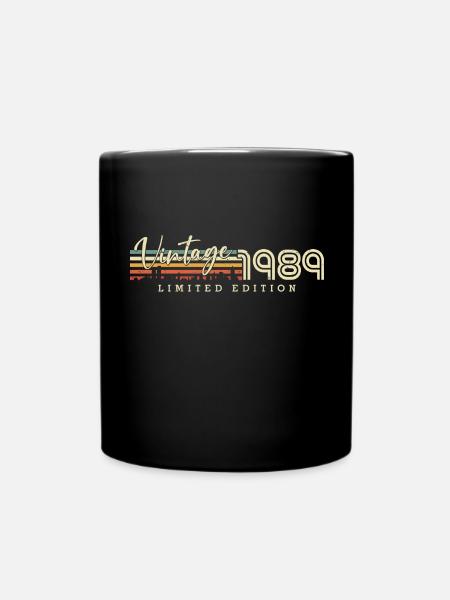 Vintage 1989 Vintage Born Retro Birthday - Mug uni - noir