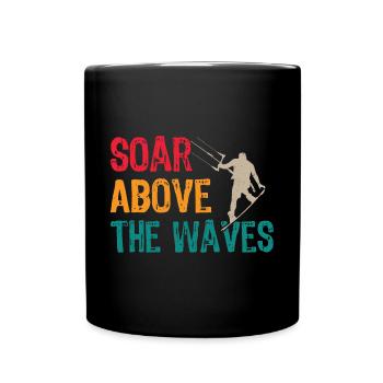 Kiteboarder Schweben Über Wellen Kitesurfen Surfer - Tasse einfarbig - Schwarz - Vorne