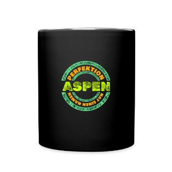 Perfektion für Aspen Aspen Perfekt - Tasse einfarbig - Schwarz - Vorne