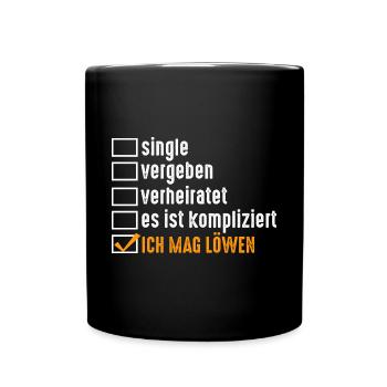 Löwe Löwen - Tasse einfarbig - Schwarz - Vorne