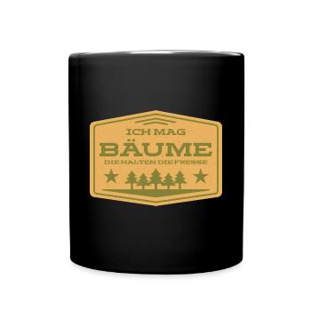 Ich mag Bäume! Lustiger Spruch Wald Natur Funshirt - Tasse einfarbig - Schwarz - Vorne