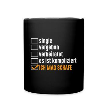 Landwirt Schäfer Bauernhof Beziehungsstatus Schafe - Tasse einfarbig - Schwarz - Vorne