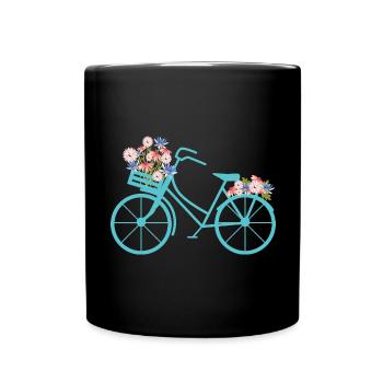 Bicycle with Flowers Fahrrad mit Blumen - Full Colour Mug - black - Front