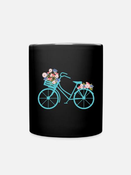 Bicycle with Flowers Fahrrad mit Blumen - Tasse einfarbig - Schwarz