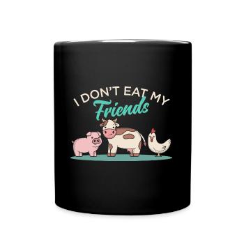 Friends Happy Chicken Cow Design für Veganer - Tasse einfarbig - Schwarz - Vorne