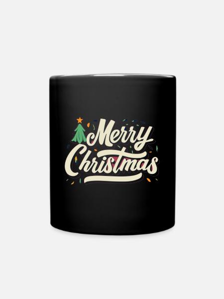 "Merry Christmas" Weihnachtsstimmung zum Tragen - Tasse einfarbig - Schwarz
