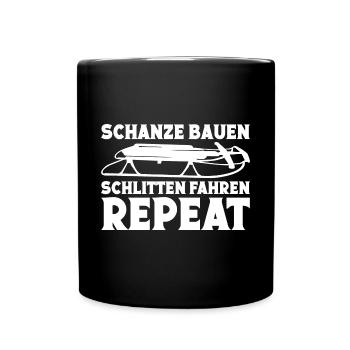 Schlittenfahrer Rodeln Schlittenfahren Rodler - Tasse einfarbig - Schwarz - Vorne