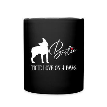 Bostie wahre Liebe auf vier Pfoten - Tasse einfarbig - Schwarz - Vorne