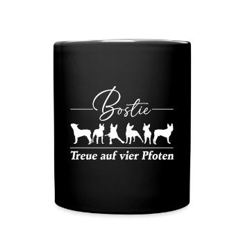 Bostie Boston Terrier Treue auf vier Pfoten - Tasse einfarbig - Schwarz - Vorne