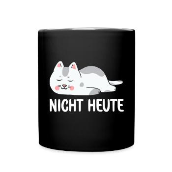 Bitte nicht Heute Müde Katze will schlafen Katzen - Tasse einfarbig - Schwarz - Vorne