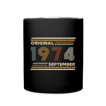50th Birthday September 1974 Vintage Original Retr - Full Colour Mug - black - Front