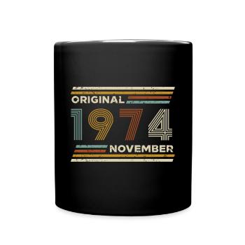 50th Birthday November 1974 Vintage Original Retro - Full Colour Mug - black - Front