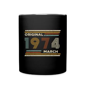 50th Birthday March 1974 Vintage Original Retro - Full Colour Mug - black - Front