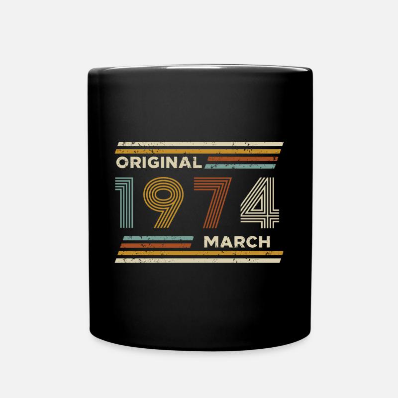 50e anniversaire mars 1974 Vintage Original rétro - Mug uni - noir