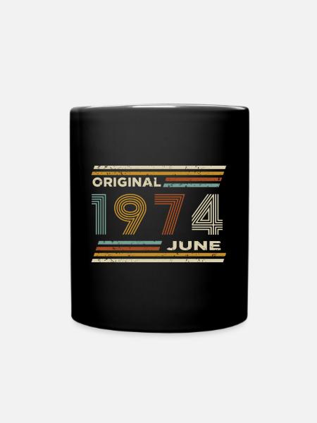 50 Geburtstag Juni 1974 Vintage Original Retro - Tasse einfarbig - Schwarz