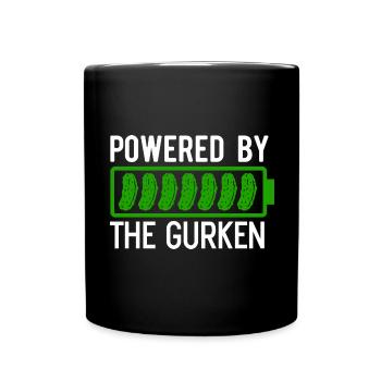 Powered by the Gurken eine Batterie mit Gurken - Tasse einfarbig - Schwarz - Vorne