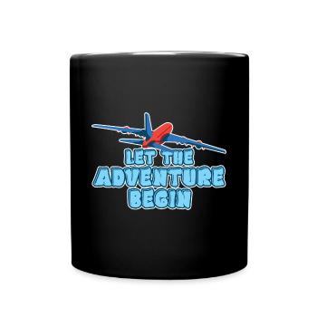 Let the adventure begin - travelling by plane - Full Colour Mug - black - Front