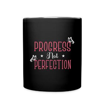 Progress instead of perfection Self-love - Full Colour Mug - black - Front