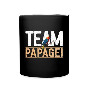 Team Papagei Team Parrot Papageimotiv - Tasse einfarbig - Schwarz - Vorne