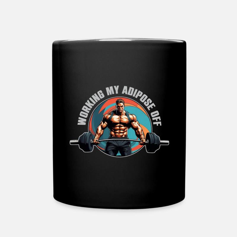 Bodybuilder mit Langhantel harter Workout - Tasse einfarbig - Schwarz