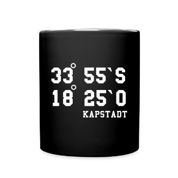 Kapstadt Koordinaten Südafrika Cape Town Urlaub - Tasse einfarbig - Schwarz - Vorne