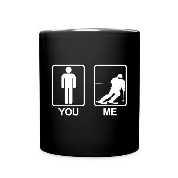 Symbol Mann Du - Ich | Skifahrer, Ski fahren, Berg - Tasse einfarbig - Schwarz - Vorne