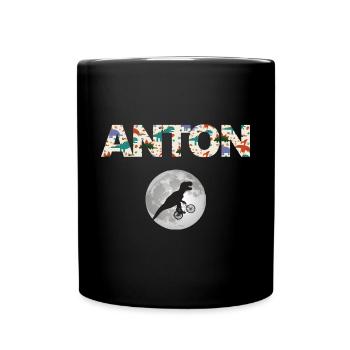 ANTON - Beau prénom de garçon avec dinosaure - Mug uni - noir - Devant