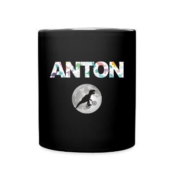 ANTON - Beau prénom de garçon avec dinosaure - Mug uni - noir - Devant