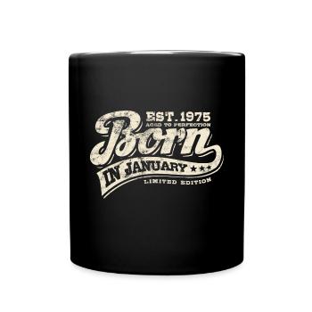 Born in January 1975 - Geburtstag - Geschenk - Tasse einfarbig - Schwarz - Vorne