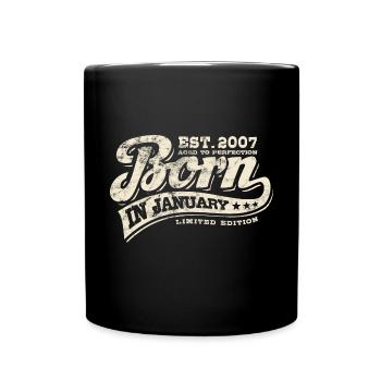 Born in January 2007 - Birthday - Gift - Full Colour Mug - black - Front