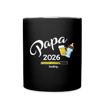 Papa 2026 Loading Gamer Werdender Papa - Tasse einfarbig - Schwarz - Vorne
