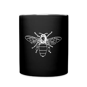 Bee queen bee white design - Full Colour Mug - black - Front