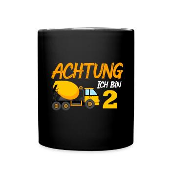 Ich bin 2 Betonmischer 2. Geburtstag 2 Jahre - Tasse einfarbig - Schwarz - Vorne