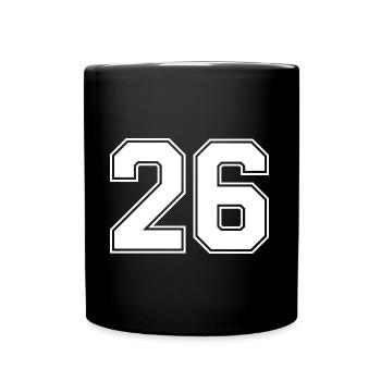 26 Zahl Trikot - Tasse einfarbig - Schwarz - Vorne