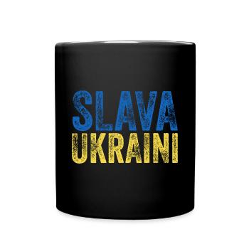 Slava Ukraini - Tasse einfarbig - Schwarz - Vorne