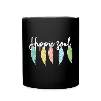 Hippie Friedensbewegung Peace Flower Power Frieden - Tasse einfarbig - Schwarz - Vorne
