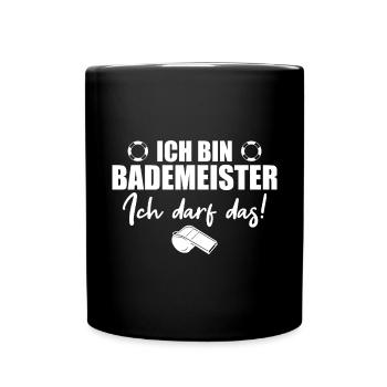 Schwimmbad Badeaufsicht Bademeister Geschenk - Tasse einfarbig - Schwarz - Vorne
