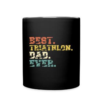 Triathlon Dad Papa Funny Saying Vintage - Full Colour Mug - black - Front