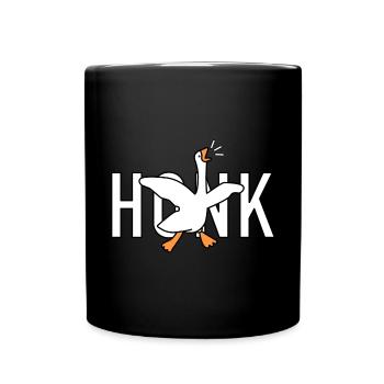 Lustige Gans HONK - Tasse einfarbig - Schwarz - Vorne