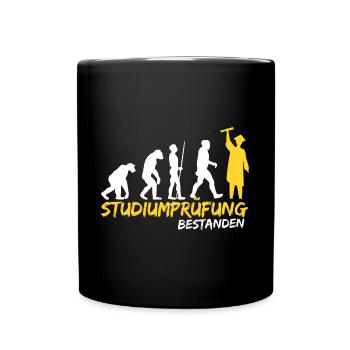 Studium Prüfung bestanden Evolution Student witzig - Tasse einfarbig - Schwarz - Vorne
