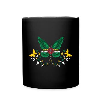 Dominica Dominican Dominica Flag Butterflies - Full Colour Mug - black - Front