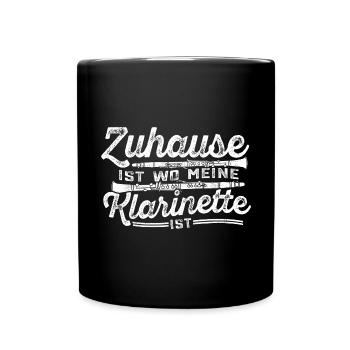 Zuhause ist wo meine Klarinette ist - Tasse einfarbig - Schwarz - Vorne