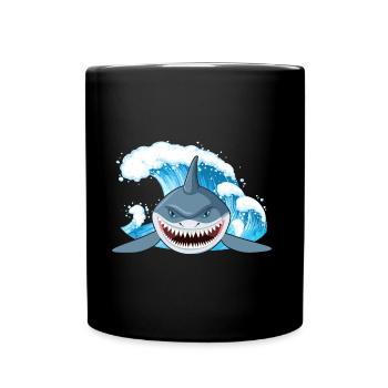 I Love Sharks - Tasse einfarbig - Schwarz - Vorne