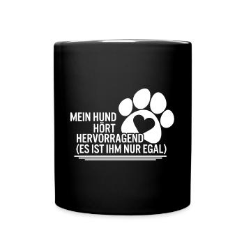 Hund, Erziehung, Hundetraining, Geschenk, Spruch - Tasse einfarbig - Schwarz - Vorne