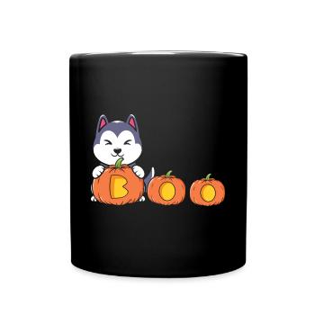 Halloween Hund Kürbis - Tasse einfarbig - Schwarz - Vorne