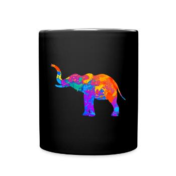 Elephant Elephant Silhouette Gift - Full Colour Mug - black - Front