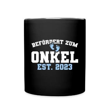 Werdender Onkel 2023 Schwangerschaft Verkündung - Tasse einfarbig - Schwarz - Vorne