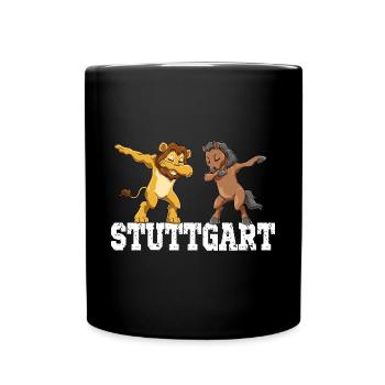 Stuttgarter Löwe Stute Pferd Stadt Schwabe - Tasse einfarbig - Schwarz - Vorne