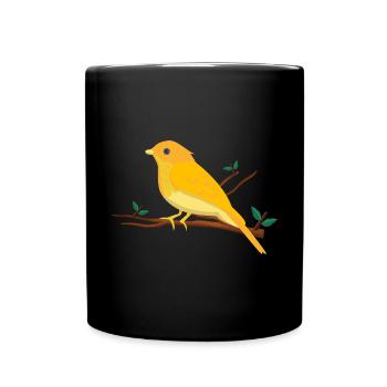 Kanarienvogel Singvogel, Vogel Design - Tasse einfarbig - Schwarz - Vorne